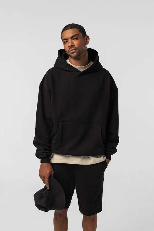 HOODIE HOMME OVERSIZE NOIR 480GSM COTON FRENCH TERRY