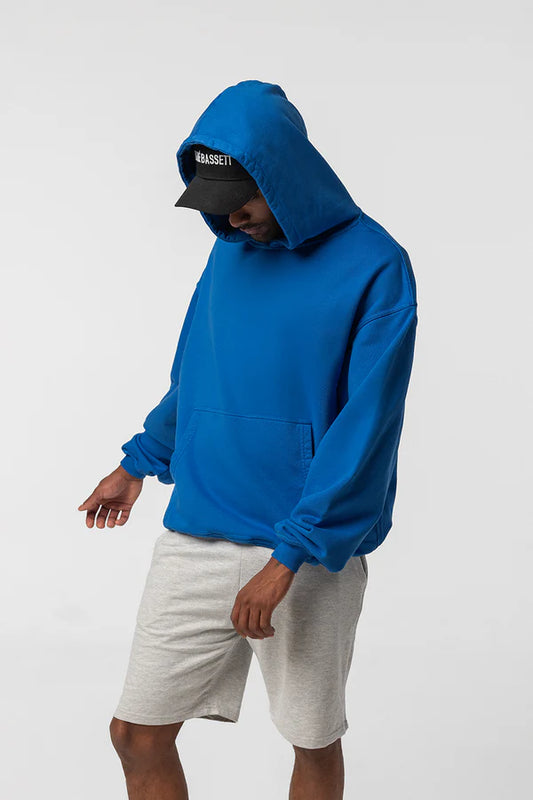 HOODIE HOMME OVERSIZE BLEU 480GSM COTON FRENCH TERRY