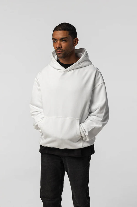HOODIE HOMME OVERSIZE BLANC 480GSM COTON FRENCH TERRY