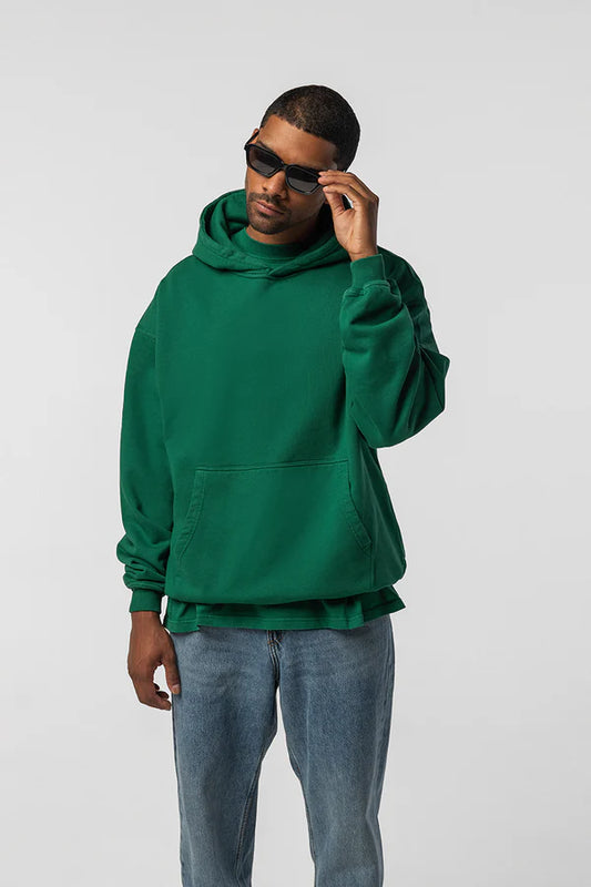 HOODIE HOMME OVERSIZE VERT 480GSM COTON FRENCH TERRY